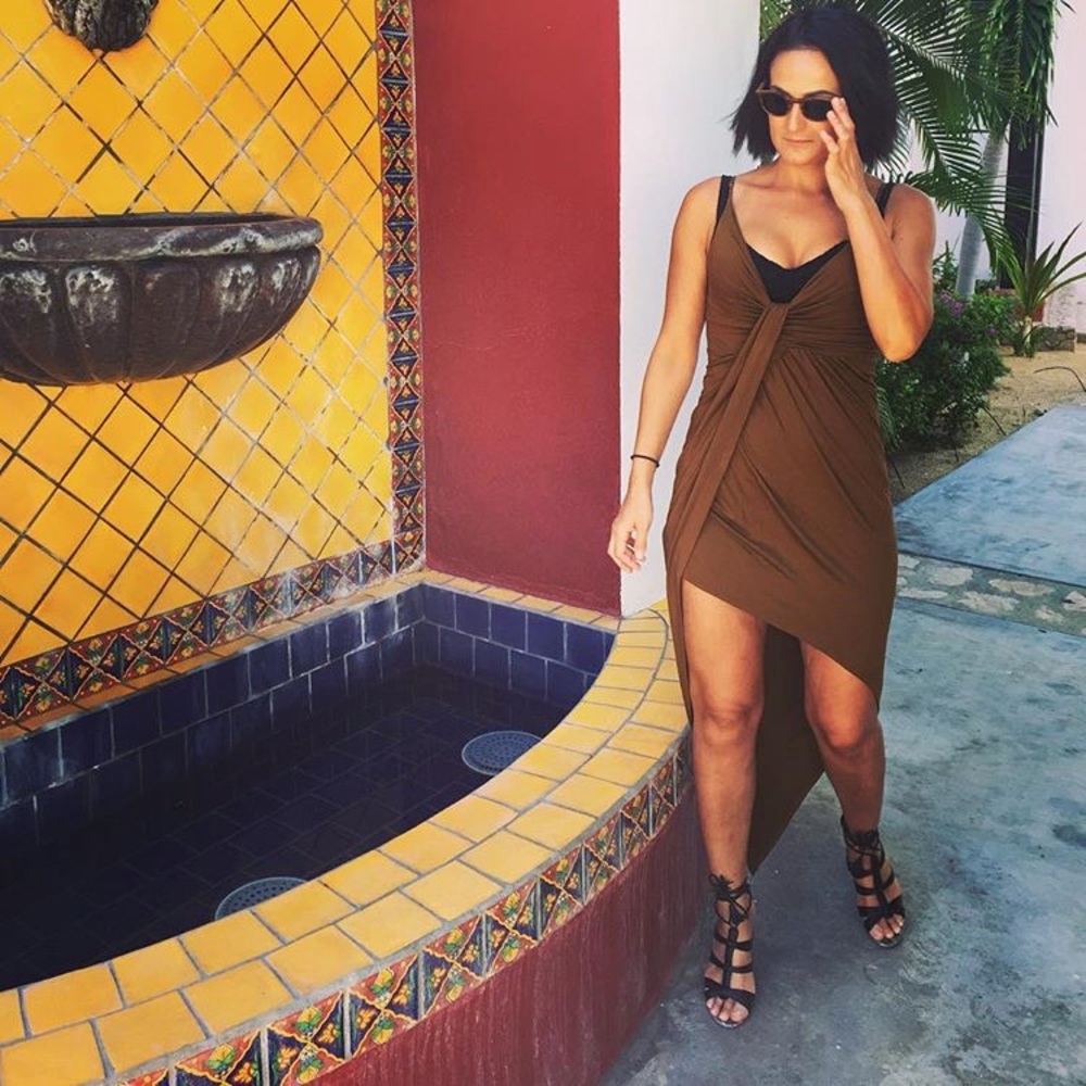 Drape front asymmetrical cut dress